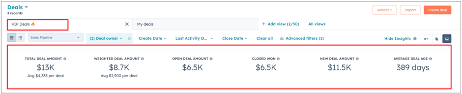 Deal Insights on Custom Views